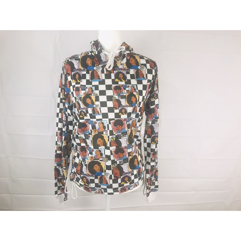 On Fire Melanin  Women's Hoodie  Long Sleeve 100 % Cotton multicolor‎ Size Large